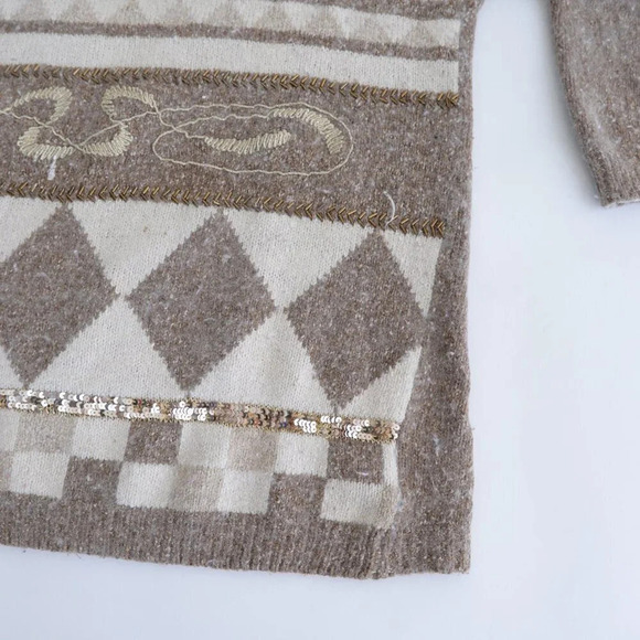 Vintage 80 Principles Petite Cream Knit 55% Silk 10% Angora 2% Wool Sweater L - Picture 7 of 12